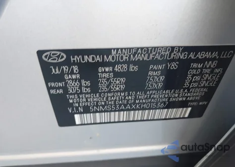 2019 Hyundai Santa Fe Limited 2.0T from USA, damaged, VIN 5NMS53AAXKH015367